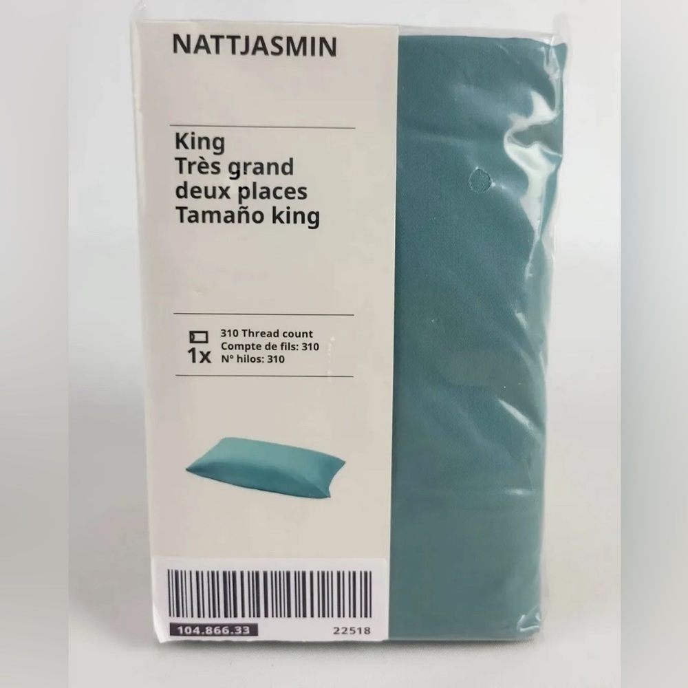 Ikea NATTJASMIN Pillowcase Gray-Turquoise King 104.866.33 New